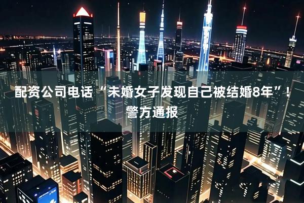 配资公司电话 “未婚女子发现自己被结婚8年”！警方通报